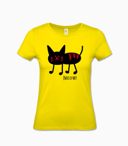 Frauen T-Shirt meow! gelb