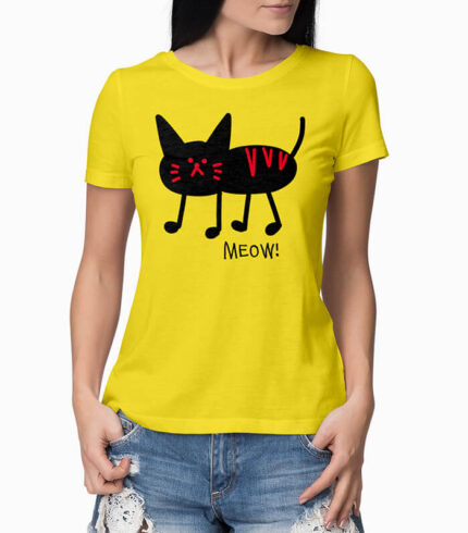 Frauen T-Shirt meow! gelb