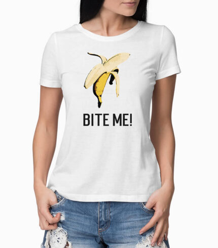 Frauen T-Shirt Bite me! weiss